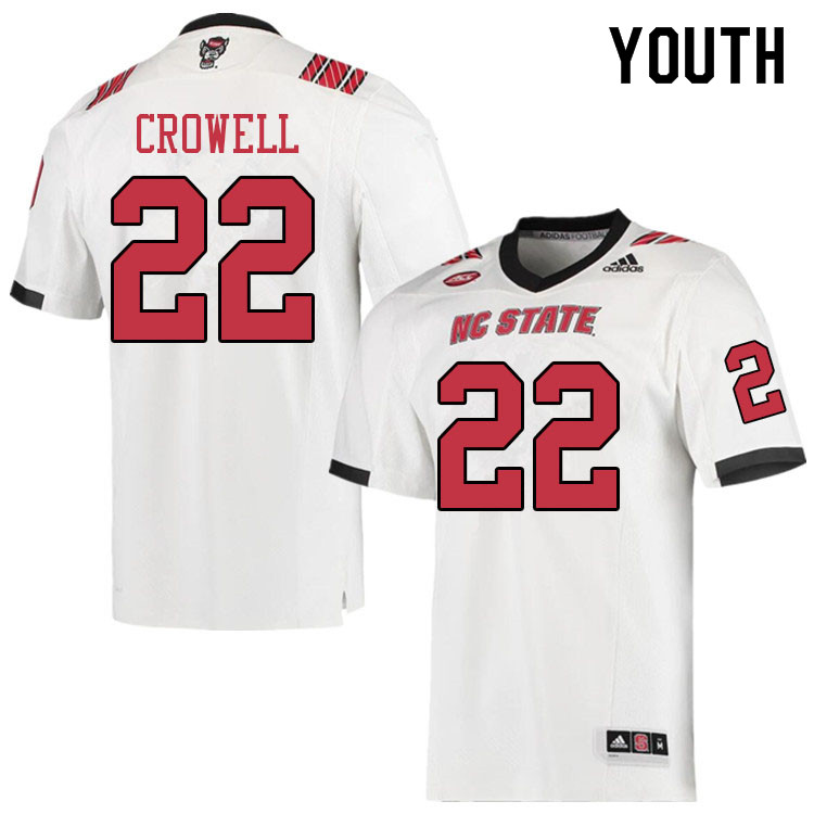 Youth #22 Micah Crowell NC State Wolfpack College Football Jerseys Sale-White